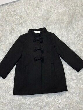 Gymboree Girls Black Bow Dress Coat Pea Coat Jacket Size 4T Special Occasion